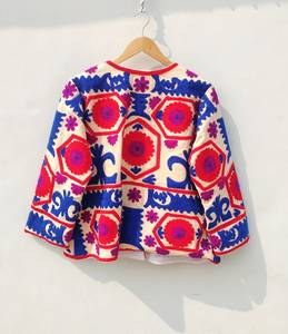 Suzani เสื้อแจ็กเก็ตผ้าแคนวาสสำหรับผู้หญิงผ้าคอตตอนปักลายดอกไม้ยาวสไตล์โบฮีเมียนสำหรับใส่สบายใหม่ล่าสุด100% - Product Image 3