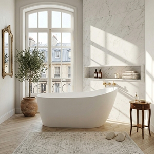 Baignoire autoportante rectangulaire Salvere FW-8822-67, moderne, installation facile, en acrylique, pour appartement - Product Image 6