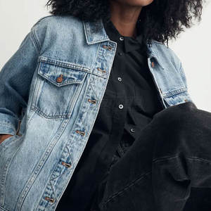 Chaqueta Vaquera de Mezclilla Personalizada 100% Algodón Transpirable para Mujer, Estilo Holgado, Ropa de Abrigo de Primavera - Product Image 5