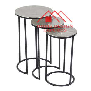 Mesa de nido de metal decorativa para el hogar con acabado dorado con muebles decorativos superiores de madera a precio mayorista - Product Image 3