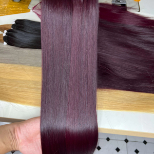 CDYHAIRVN Extensiones de Cabello Humano Vietnamita Liso Natural Borgoña Oscuro 100% Cutícula Alineada No Remy Color Personalizado Liso - Product Image 1