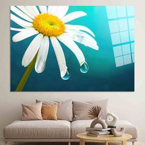 Toile élégante en verre teinté motif marguerite : Art floral bohème imprimé, ART EN VERRE TÉRMÉRISÉ - Product Image 1