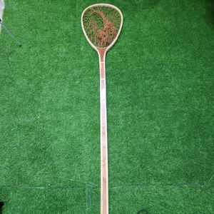 Épuisette de pêche à la mouche d'extérieur avec cadre en bois et filet en caoutchouc, outil de capture de truites à lancer à la main - Product Image 1