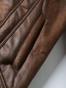 Chaqueta de piel de imitación de cerdo para hombre, cremallera diagonal, solapa grande, talla europea, chaquetas de cuero de moda coreana para hombre - Product Image 6