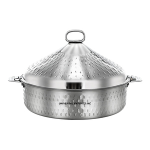 Pot en métal dernière tendance pour Emirates Ensemble de trois casseroles à double paroi Forme ronde Fantaisie nouveau chauffe-aliments en métal - Product Image 3