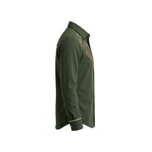 Chemise de cowboy brodée à manches longues, boutonnée, style vintage décontracté, coupe ajustée, passepoil contrastant, personnalisable OEM, unisexe, style western - Product Image 2