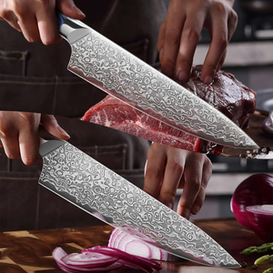 Venta al por mayor personalizado de calidad superior OEM ODM Damasco acero cuchillo de cocina mango verduras rebanador de frutas cuchillos de Chef - Product Image 5