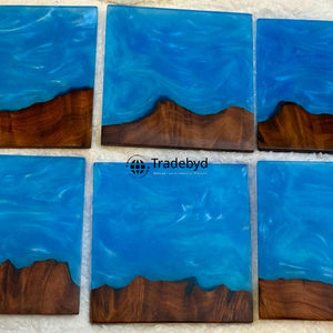 Sous-verres en résine faits à la main 4x4 pouces carrés, qualité supérieure, ensemble de sous-verres pour boissons, disponible en différentes couleurs, Tradebyd - Product Image 1