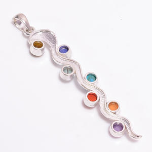7 Chakra 925 Sterling Silver Classic Pendentif Pierres Précieuses Mixtes À La Mode En Acier Inoxydable Accessoire pour Cadeaux De Fête En Gros - Product Image 2
