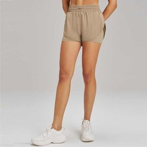Women Anti-stripping High Waist Retraction <b>Running</b> Shorts GYM Fitness Lulu Yoga Shorts - Product Image 3