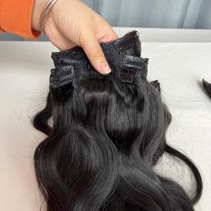 Top Qualité Prix de Gros Double Dessiné Cru Vierge Naturel Remy Clip en 100% Extensions de Cheveux Humains avec Cuticule - Product Image 4