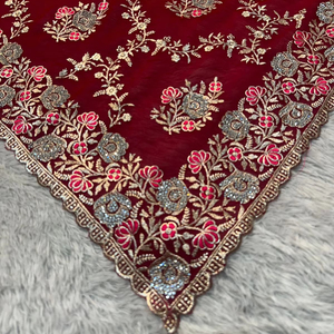 Heavy Georgette Saree with Crystal Stonework, Real Zari Cutwork, Full Floral Jaal & Partywear Blouse Winter Festive Pick - Product Image 1