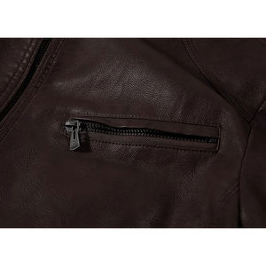 Veste en cuir véritable de qualité supérieure pour hommes, vêtements d'hiver de qualité supérieure avec fermeture éclair à col montant, veste pour hommes, vente en gros et à chaud - Product Image 4