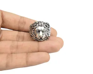 사자 얼굴 실버 산화 도금 반지 남자의 패션 약혼 반지를위한 최고의 발렌타인 선물