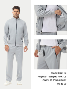 Chándales para hombre Conjunto de 2 piezas Manga larga Causal Cremallera completa Senderismo Jogging Gimnasio Deportes Traje de sudor Trajes de 2 piezas Gris oscuro-L - Product Image 3