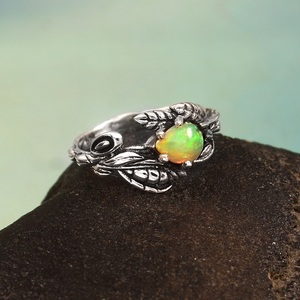 925 Sterling Silver Gold Plated Bezel <b>Ring</b> Pear <b>Opal</b> Dyed Vermeil Custom Classic Jewelry Weddings Anniversaries Birthdays - Product Image 6