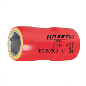 Hazet 6-Point Short Hexagonal Metric Square 3/8'' <b>Socket</b> with Traction Profile and 1000V Protective Insulation - Product Image 2