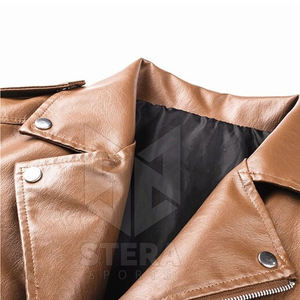 แจ็คเก็ตหนังผู้ชายขายดี คอตั้ง หนังวัว กันน้ำ ระบายอากาศได้ดี เป็นมิตรกับสิ่งแวดล้อม ดีไซน์ลำลอง - Product Image 4