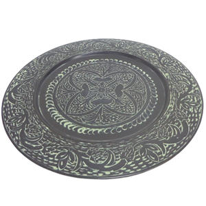 Assiette ronde en métal à patine grise pour la décoration de la maison et de l'hôtel, assiettes de service faites à la main - Product Image 1