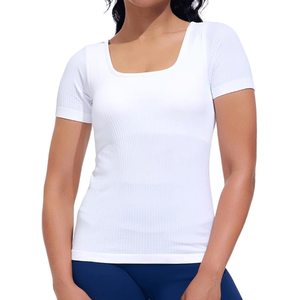 Camisetas Deportivas Formales de Verano para Hombre y Mujer, Cuello Cuadrado, Transpirables, de Secado Rápido, Diseño para Yoga - Product Image 1