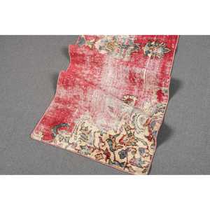 2x3.3 ft Rug, Vintage Turkish Small Rug, <b>Red</b> <b>Wool</b> Rug - Product Image 4