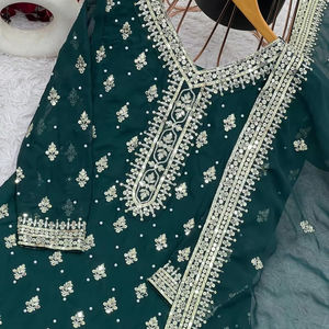 Hermosa ropa de fiesta superior-inferior y Dupatta con trabajo de secuencia de bordado pesado - Product Image 1