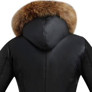 Chaqueta de Invierno 2025-26 de Diseño Nuevo para Mujer, de Piel de Oveja con Cremallera, Capucha de Piel de Mapache, Forro de Satén de Viscosa Transpirable, Venta al Por Mayor - Product Image 4