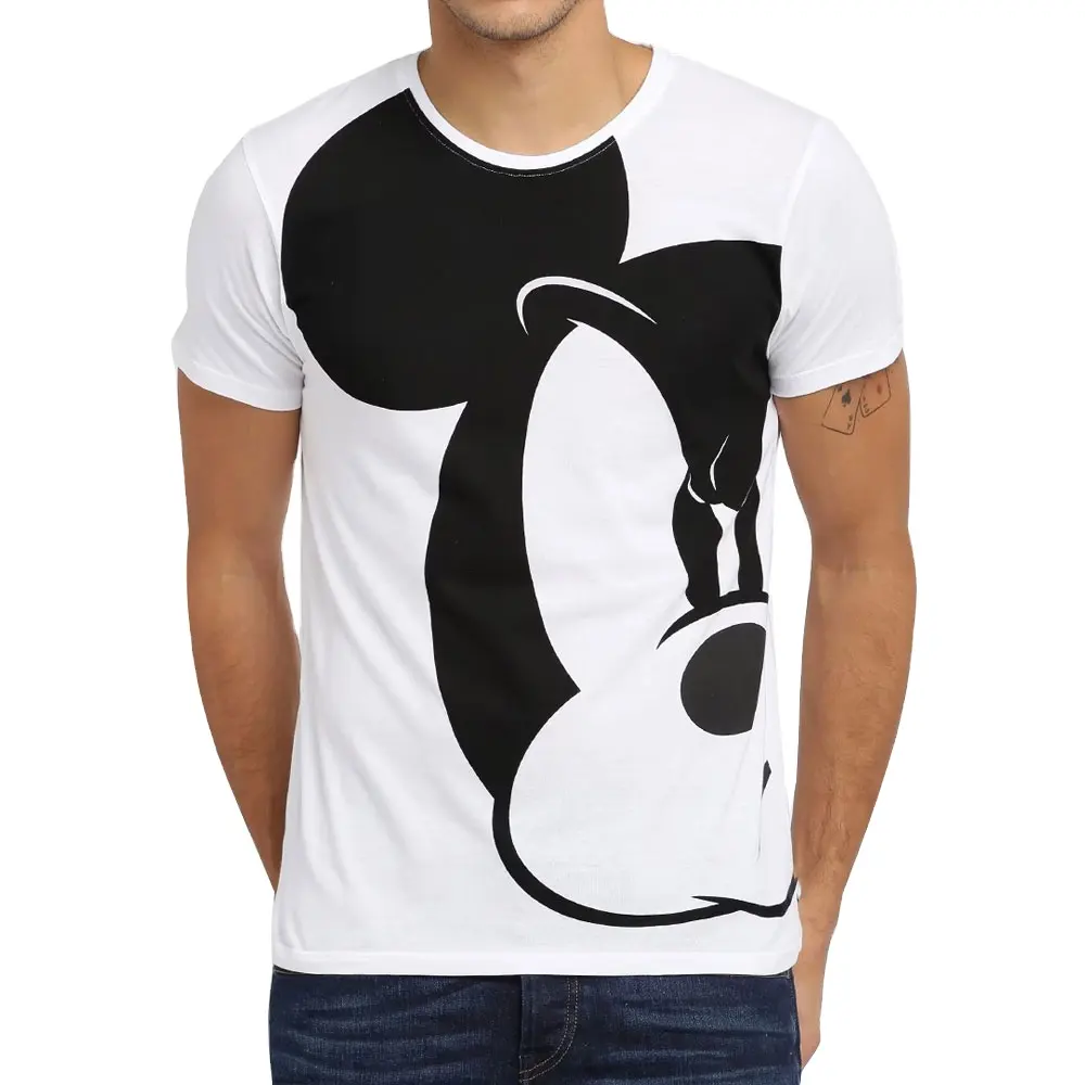 Venta al por mayor OEM hombres de Micky Mouse Impresión de diseño de alta calidad de algodón camiseta Casual Camiseta para los hombres de Pakistán