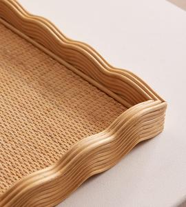 Plateau rectangulaire en rotin artisanal, élégant plateau de service en osier, design minimaliste, organisateur fonctionnel pour la cuisine et la maison - Product Image 5