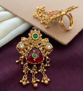 Premium Quality <b>Indian</b> Traditional <b>Ring</b> Heritage Jewelry Beautiful Intricate Design Royal Look Perfect For Wedding, Party Wear - Product Image 2