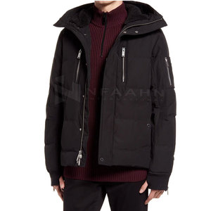 Latest Design Men's Coated Stand Collar Front Logo <b>Yellow</b> Color <b>Puffer</b> <b>Jacket</b> Plus Size Long Sleeves Winter - Product Image 2