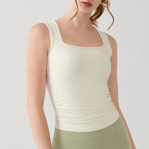 "Hauts respirants d'entraînement de gymnastique pour femmes avec haut de soutien-gorge rembourré-Design simple" - Product Image 6