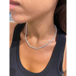 SHREYA DIAM IGI Certified 14k <b>Gold</b> Pave Set Lab Grown Elongated Diamond <b>Tennis</b> <b>Necklace</b> Round Cut Anniversary Gift - Product Image 3