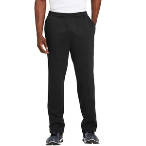 Black Athletic <b>Mens</b> Dri-power Open Bottom Sweatpants With Pockets Black Large - Product Image 1