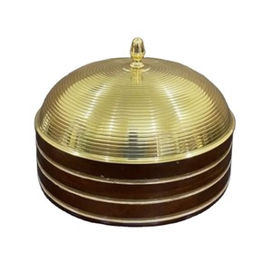 Grey Floral Round Glass Hot <b>Pot</b> with Lids Food Warmer <b>Set</b> to Keep Food Warm Kitchenware Stainless Steel Wooden - Product Image 5