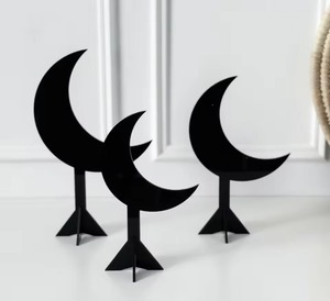 Decoración Rústica de Madera para Ramadán, Hecha a Mano, con Acabado Natural de Nogal, Estilo Islámico Vintage, Forma de Luna y Estrella, para Uso en Interiores para el Eid - Product Image 2