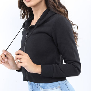 OEM haute qualité logo personnalisé pull court à capuche respirant séchage rapide coton à manches longues fitness grande taille strass - Product Image 3