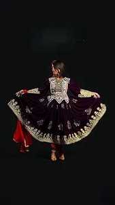 Vestido afgano de cuello cuadrado personalizado para mujer, ropa de boda bordada de tela Premium, vestidos afganos tradicionales acampanados con cremallera sólida - Product Image 4