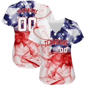 Maillot de baseball authentique avec drapeau américain 3D blanc-rouge personnalisé - Product Image 2