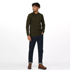 Top vente hommes café marron couleur manches longues coton Polo à vendre hommes t-shirts personnalisés à bas prix - Product Image 3