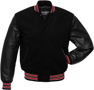 Veste Varsity Letterman de haute qualité du meilleur fabricant pour l'hiver 100% coton Logo personnalisé avec manches en similicuir Faible taux - Product Image 1
