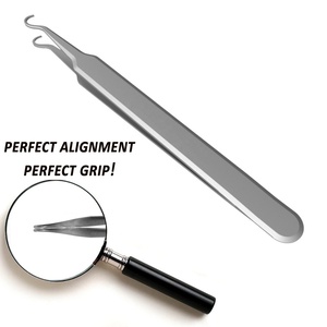 Curved Tweezers Leather Kit <b>Blackhead</b> Remover Comedone <b>Extractor</b> Facial Hair Removal Nose Acne Treatment US Plug Targeting Hands - Product Image 2