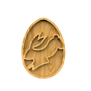Easter Bunny Wood Egg Serving Plate Natural Wooden Colour Usage Just Put your Snacks there & Serve them to your Friends & Family
