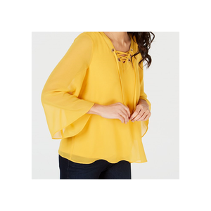 Top da Donna Thalia Sodi con Maniche 3/4, Scollo a V, Allacciatura, Stampa Floreale e a Righe, in Maglia di Chiffon, Taglie S-XL - Product Image 2