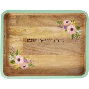 Plateaux de service en bois de haute qualité avec compartiments intégrés pour servir des collations et organiser de petits objets - Product Image 2