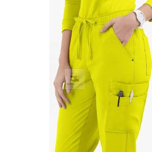 Pantalons de travail d'hôpital en tissu de coton tissé extensible confortable réutilisable 2025, couleur personnalisée, unisexe, haute qualité - Product Image 2