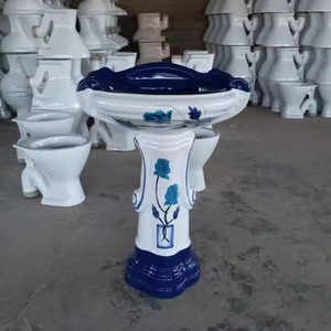 Fregadero de cerámica de pedestal de lujo, forma cuadrada, soporte moderno, lavabo de pedestal individual, lavabo de cerámica de ley grande - Product Image 5