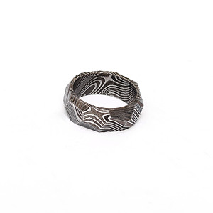 Jexmoo Bague en acier damas personnalisée faite à la main avec boîte à bagues Cadeau parfait pour papa mari petit ami Support OEM pour la personnalisation - Product Image 2