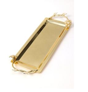 Bandeja decorativa para servir, Hierro de aluminio de Metal sólido con pulido de oro para almacenar frutas, alimentos, café, té - Product Image 5