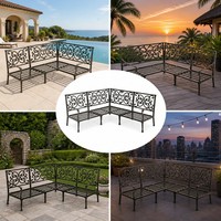 Ensemble de canapé d'angle 6 places en aluminium moulé, durable, confortable et moderne, pour jardin, repas en plein air et autres utilisations extérieures
